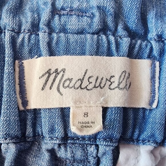 Madewell Womens 8 Pants Denim Paperbag Pants Blue Pleated High Rise Belted - Picture 6 of 9